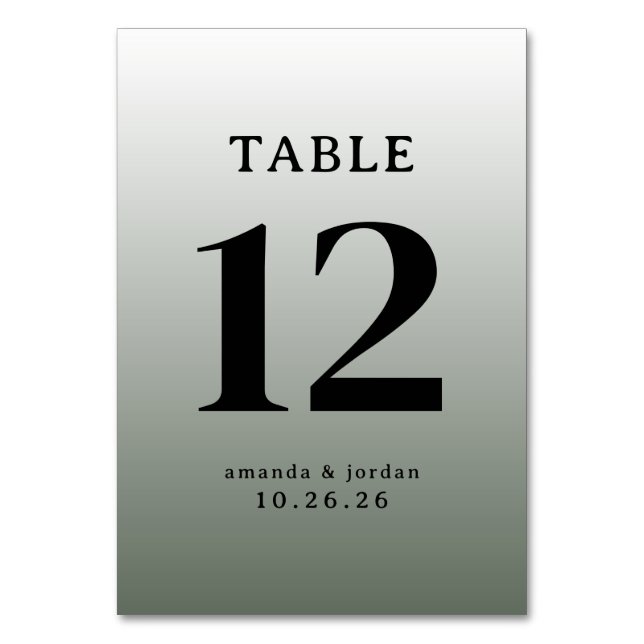 Numeração De Mesa Sophisticated Gray Gradient Wedding Table Card (Frente)