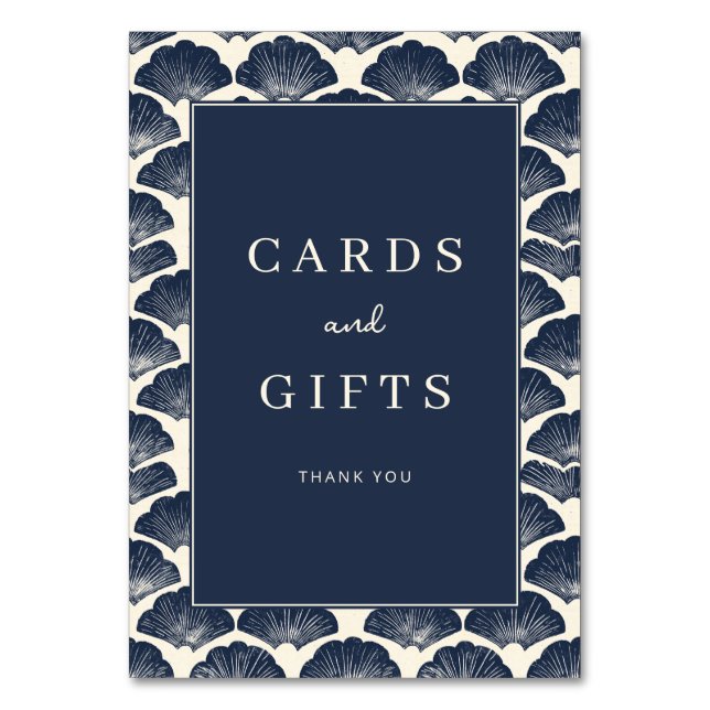 Numeração De Mesa Sophisticated Navy Seashell Border (Frente)