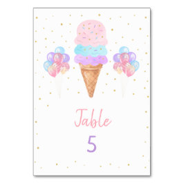 Numeração De Mesa Sorvete Arco-íris Rosa Dourado Aniversário