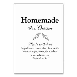 Numeração De Mesa Sorvete caseiro adiciona ingredientes feitos com a