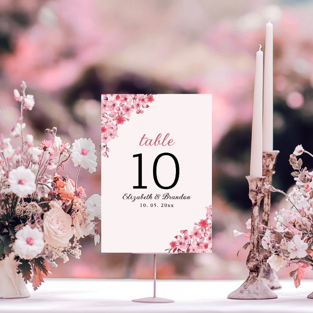 Numeração De Mesa Spring Cherry Wedding – Sakura Flower  (Criador carregado)