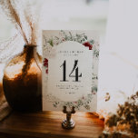 Numeração De Mesa Spruce & Lace | Placa de número de mesa floral de<br><div class="desc">Adicione um toque elegante à sua recepção de casamento no inverno com este Spruce & Lace | Placa de número da mesa floral de inverno. Apresentando um arranjo impressionante de verde sazonal, elementos delicados de renda, e florais entrelaçados, este cartão traz a magia do inverno para o seu decoro de...</div>