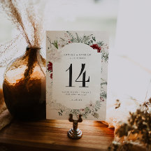 Spruce & Lace | Placa de número de mesa floral de