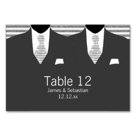 Numeração De Mesa Sr. e Sr. Cinza Suit e Tie Gay Wedding
