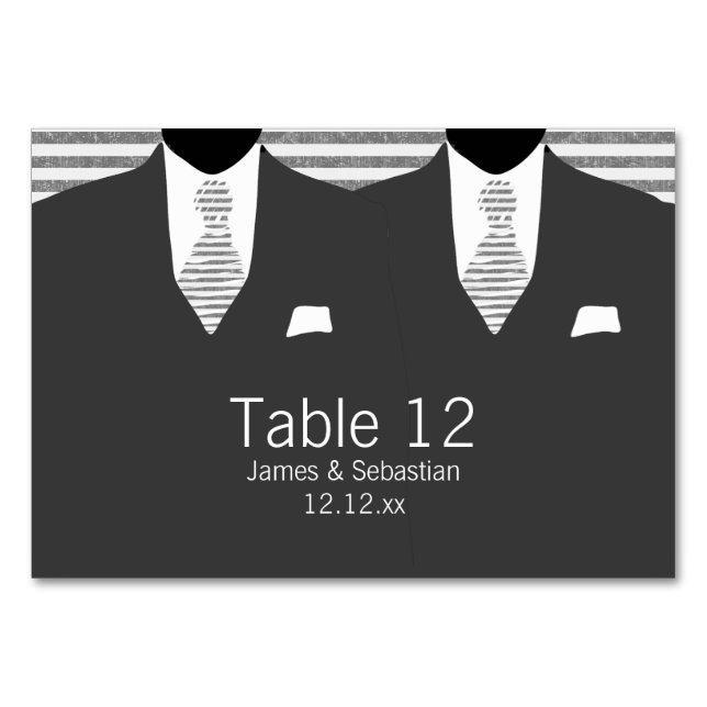 Numeração De Mesa Sr. e Sr. Cinza Suit e Tie Gay Wedding (Frente)