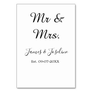 Numeração De Mesa Sr. e Sra. adicione o nome est. Casal de casamento