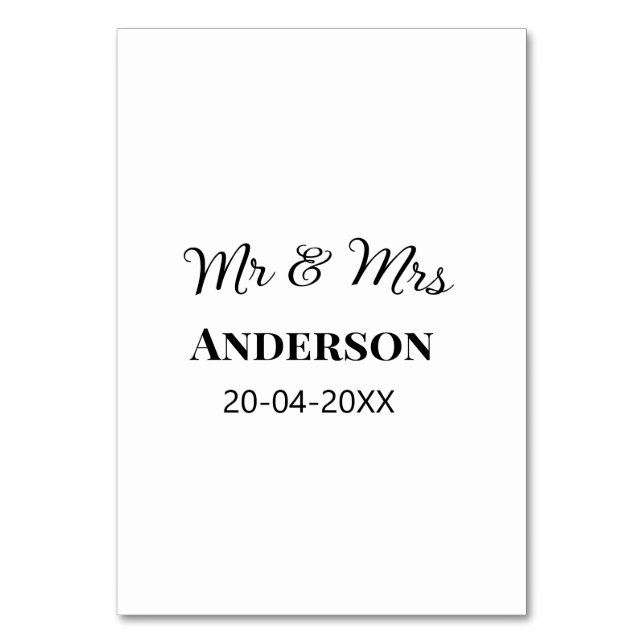 Numeração De Mesa Sr. & Sra. adicionar nome da família data ano casa (Frente)