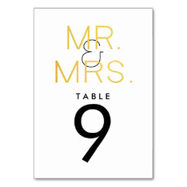 Numeração De Mesa Sr. & Sra. Dourada Elegante Tipografia Mesa de Cas