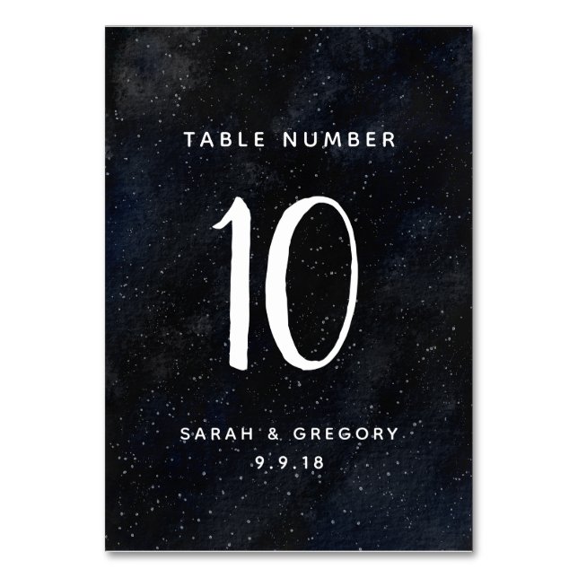 Numeração De Mesa Starry Moonlit Night Weding Card (Frente)