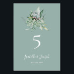 Numeração De Mesa Succulent Greenery | Número da Mesa Verde Sage<br><div class="desc">Esta vegetação suculenta | sage green table number é perfeito para o seu boho sage green tropical floral. A design apresenta trabalho de arte de aquarela moderna, incluindo eucalipto verde-claro, saborosa delicada e variedades clássicas de suculento, dando à design uma sensação simples e elegante de jardim secreto, perfeita para qualquer...</div>