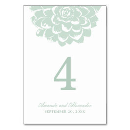 Numeração De Mesa Suculenta menta. Casamento de cacto moderno. Flora