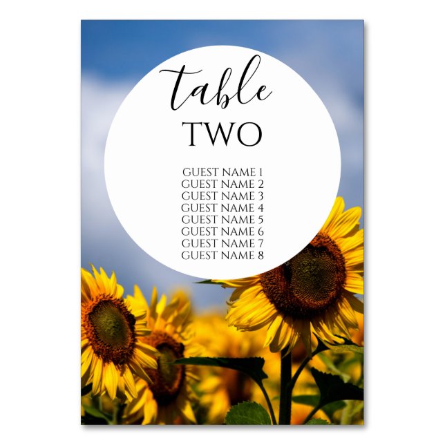 Numeração De Mesa Sunflower Blue Sky Rustic Wedtic Weding Names (Frente)