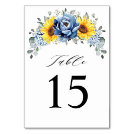 Numeração De Mesa Sunflower Dusty Blue Slate Peony Casamento Floral