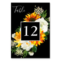 Sunflower & White Rose Artsy Floral - Preto 2