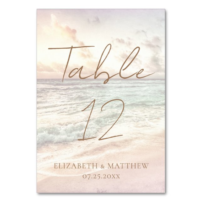 Numeração De Mesa Sunset Beach Wedding (Frente)