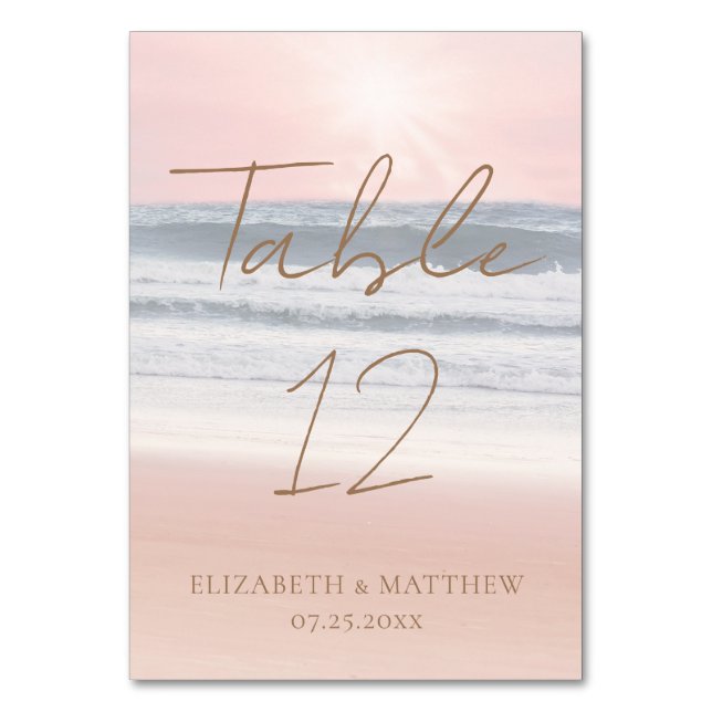 Numeração De Mesa Sunset Beach Wedding (Frente)