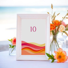 Numeração De Mesa Sunset Color Waves Modern Wedding