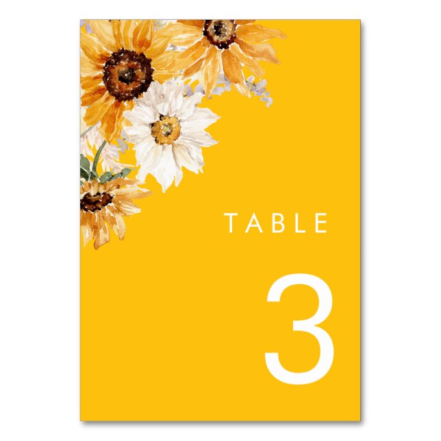 Numeração De Mesa Sunshine Sunflower Modern Weding (Frente)
