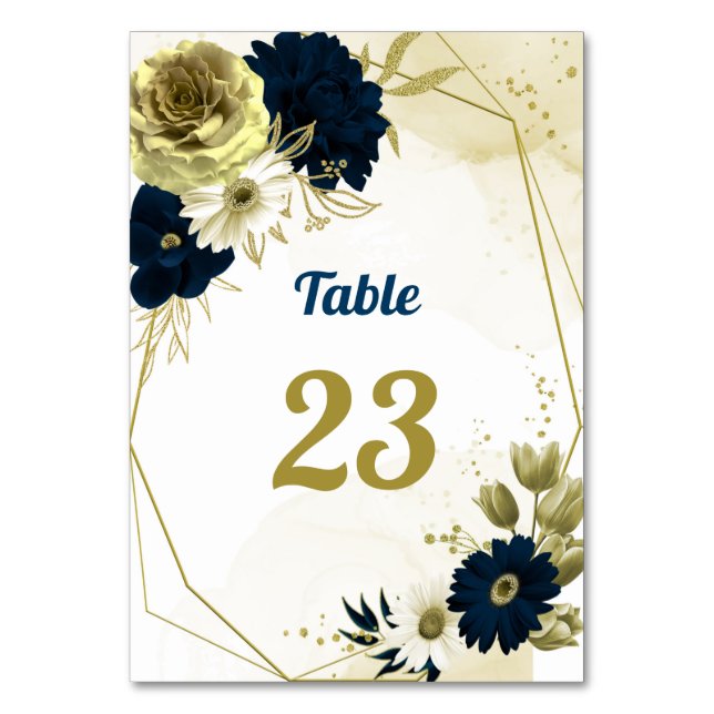 Numeração De Mesa Surpreendentes flores azuis do marfim marinho, geo (Frente)