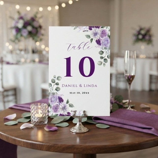 Numeração De Mesa Susurros de Lavanda: Elegância em Flor (Whispers of Lavender Elegance in Bloom Table Number - 10)
