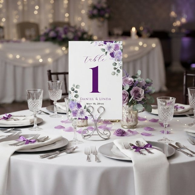 Numeração De Mesa Susurros de Lavanda: Elegância em Flor (Whispers of Lavender: Elegance in Bloom Table Number - 1)