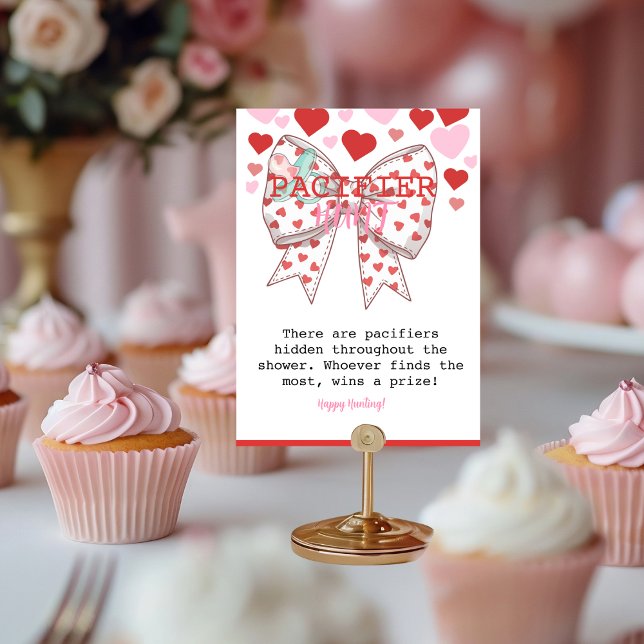 Numeração De Mesa Swetheart Pacifier Hunt Chá de fraldas Game (Sweetheart Pacifier Hunt Baby Shower Game Table Number)
