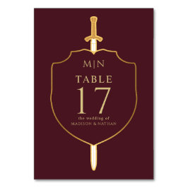 Numeração De Mesa Sword & Shield Medieval Fantasy Casamento Monogram