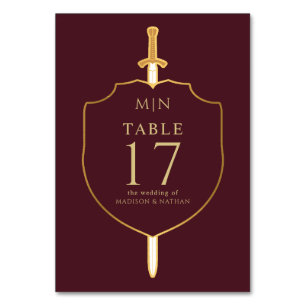 Numeração De Mesa Sword & Shield Medieval Fantasy Casamento Monogram