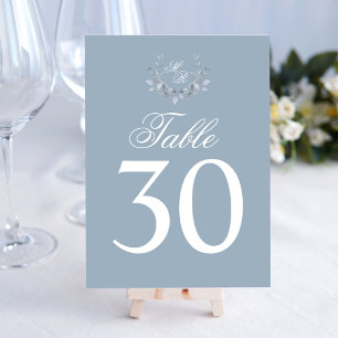 Numeração De Mesa Tabela Casada Azul Dusty Número Monograma Motif