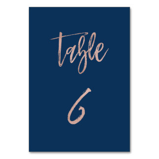 Numeração De Mesa Tabela de Casamento Chic com marinho e Rosa Dourad