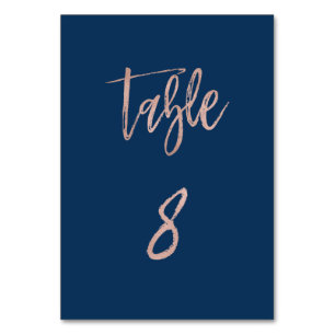 Numeração De Mesa Tabela de Casamento Chic com marinho e Rosa Dourad