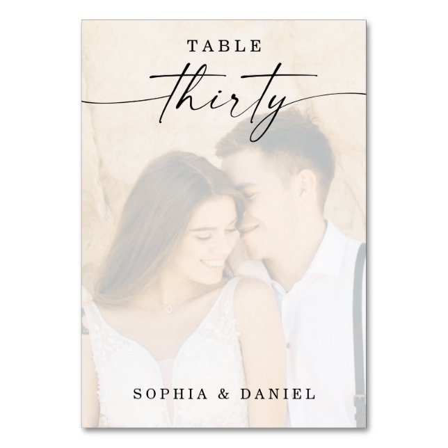 Numeração De Mesa Tabela de Casamento de Fotos de Script Elegante Nú (Frente)