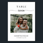 Numeração De Mesa Tabela de Casamento de Fotos do Script Elegance Nú<br><div class="desc">O moderno e elegante design imprimiu o Elegance Script Modern Photo Wedding Table Number Sete, que pode ser personalizado com seu texto e adicionar cada placa numérica da tabela ao seu carrinho, um por um. Clique no botão "Personalizar" e use nossa ferramenta design para modificar este modelo. Veja a Design...</div>