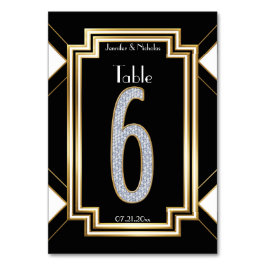 Numeração De Mesa Tabela de Casamento de Glam Art Deco Diamond Númer