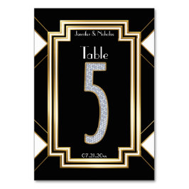 Numeração De Mesa Tabela de Casamento de Glam Art Deco Diamond Númer