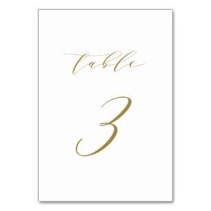 Numeração De Mesa Tabela de Casamento de Script Minimalista Dourada 