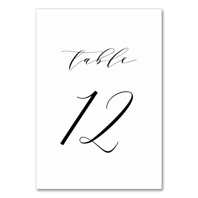 Numeração De Mesa Tabela de Casamento de Script Minimalista Negra Nú (Frente)