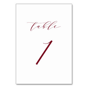 Numeração De Mesa Tabela de Casamento de Script Minimalista Vermelho
