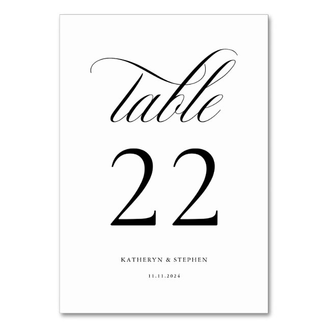 Numeração De Mesa Tabela de Casamento Elegante de Script Clássico Nú (Frente)