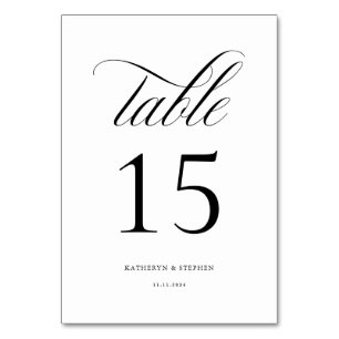 Numeração De Mesa Tabela de Casamento Elegante de Script Clássico Nú