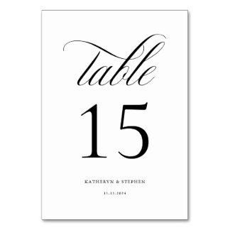 Numeração De Mesa Tabela de Casamento Elegante de Script Clássico Nú