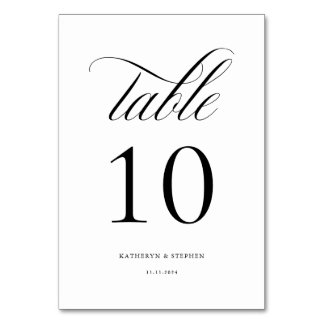 Numeração De Mesa Tabela de Casamento Elegante de Script Clássico Nú