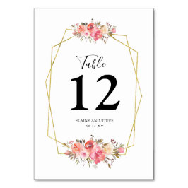 Numeração De Mesa Tabela de Casamento Floral Cor-de-Rosa bonito Quad