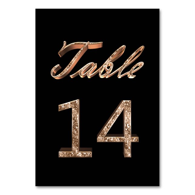 Numeração De Mesa Tabela de Partes Douradas Chic Negra Elegante Núme (Frente)