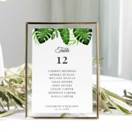 Numeração De Mesa Tabela de Plano de Assentos de Casamento Folhagem