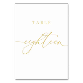 Numeração De Mesa Tabela de Script Elegante Dourada Número Dezoito