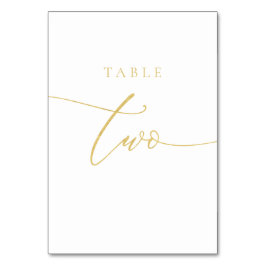 Numeração De Mesa Tabela de Script Elegante Dourada Número Dois
