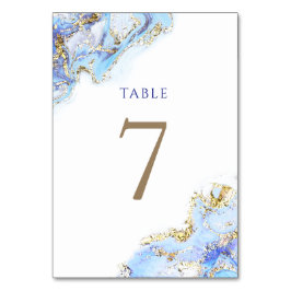 Numeração De Mesa tabela de tinta azul-aquarela Número 7