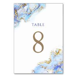 Numeração De Mesa tabela de tinta azul-aquarela Número 8