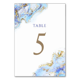Numeração De Mesa tabela de tinta azul de cor aquática Número 5
